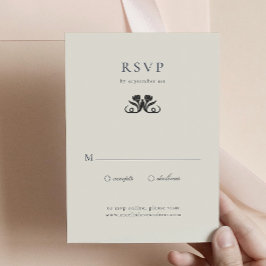 Elegante zwart-witte RSVP-behuizing Kaart