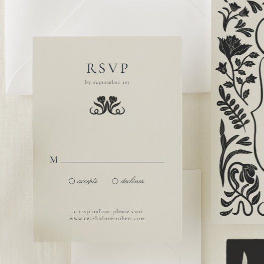 Elegante zwart-witte RSVP-behuizing Kaart