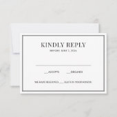 Elegante zwart-witte RSVP-kaart RSVP Kaartje (Voorkant)
