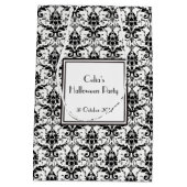 Elegante zwart-witte schedel damast medium cadeauzakje (Achterkant)