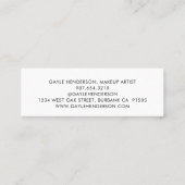Elegante Zwart Witte Script Foto Make-up Artiest Mini Visitekaartje (Achterkant)