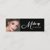 Elegante Zwart Witte Script Foto Make-up Mini Visitekaartje (Voorkant)