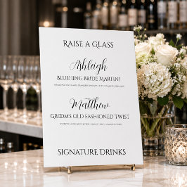 Elegante Zwart Witte Signature Dranken Bord Reclamebord Met Voetstuk