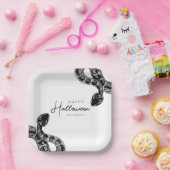 Elegante zwart-witte slang Halloween Papieren Bordje (Feest)