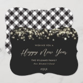 Elegante zwart-witte sterren Happy New Year Kaart (Voorkant / Achterkant)