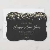 Elegante zwart-witte sterren Happy New Year Kaart (Voorkant)