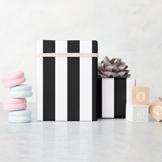 Elegante zwart-witte streep cadeaupapier (Baby Shower)