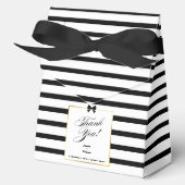 Elegante zwart witte streep gouden Lijst bruiloft Bedankdoosjes (Voorkant)