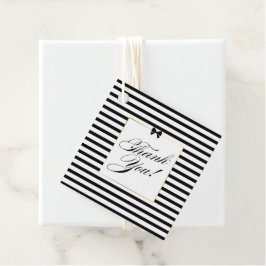 Elegante zwart witte streep gouden Lijst bruiloft Bedankjes Labels