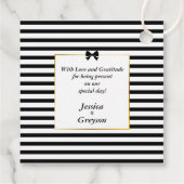 Elegante zwart witte streep gouden Lijst bruiloft Bedankjes Labels (Achterkant)