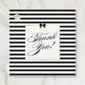 Elegante zwart witte streep gouden Lijst bruiloft Bedankjes Labels (Voorkant)