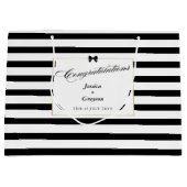 Elegante zwart witte streep gouden Lijst bruiloft Groot Cadeauzakje (Voorkant)