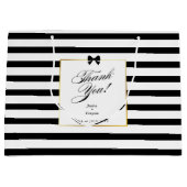 Elegante zwart witte streep gouden Lijst bruiloft Groot Cadeauzakje (Voorkant)