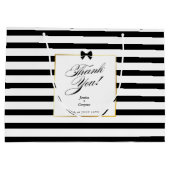 Elegante zwart witte streep gouden Lijst bruiloft Groot Cadeauzakje (Achterkant)