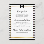 Elegante zwart witte streep gouden Lijst bruiloft Informatiekaartje (Voorkant)