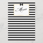 Elegante zwart witte streep gouden Lijst bruiloft Menu (Achterkant)