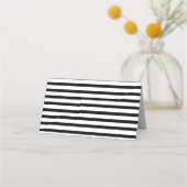 Elegante zwart witte streep gouden Lijst bruiloft Plaatskaartje (Achterkant)