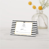 Elegante zwart witte streep gouden Lijst bruiloft Plaatskaartje (Voorkant)