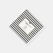 Elegante zwart witte streep gouden Lijst bruiloft Servet (Hoek)