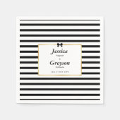 Elegante zwart witte streep gouden Lijst bruiloft Servet (Voorkant)