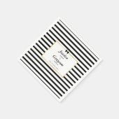 Elegante zwart witte streep gouden Lijst bruiloft Servet (Hoek)