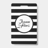 Elegante zwart-witte strepen badge (Achterkant)