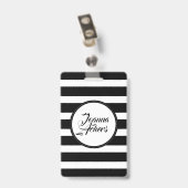 Elegante zwart-witte strepen badge (Achterkant met clip)