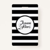 Elegante zwart-witte strepen badge (Achterkant)