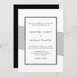 Elegante zwart-witte strepen bruiloft kaart