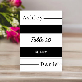 Elegante zwart-witte strepen delicate bruiloft kaart