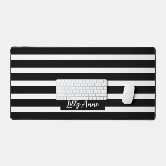 Elegante zwart-witte strepen gepersonaliseerd bureaumat (Keyboard & Muis)