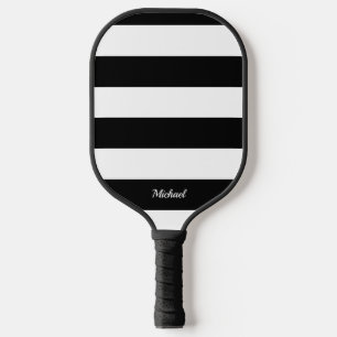 Elegante zwart & witte strepen gestreept pickleball paddle