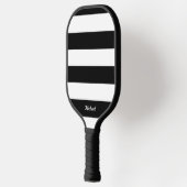 Elegante zwart & witte strepen gestreept pickleball paddle (Links)