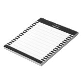 Elegante zwart & witte strepen gevoerd notitieblok (Linkerzijde)