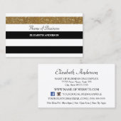 Elegante zwart-witte strepen Gouden FAUX Glitz Visitekaartje (Voorkant / Achterkant)