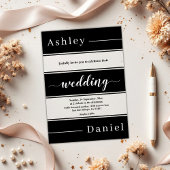 Elegante zwart-witte strepen moderne bruiloft acryl uitnodigingen