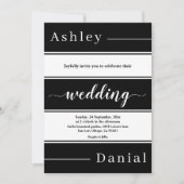 Elegante zwart-witte strepen moderne bruiloft kaart (Voorkant)