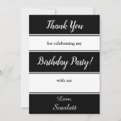 Elegante zwart-witte strepen Moderne verjaardag Bedankkaart (Voorkant)