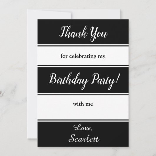 Elegante zwart-witte strepen Moderne verjaardag Bedankkaart (Voorkant)