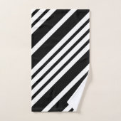 Elegante zwart-witte strepen Monogrammed Bad Handdoek (Handdoek)