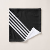 Elegante zwart-witte strepen Monogrammed Bad Handdoek (Wasdoekje)