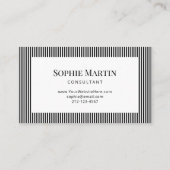 Elegante zwart-witte strepen visitekaartje (Achterkant)