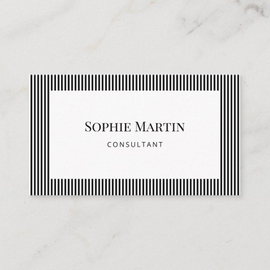 Elegante zwart-witte strepen visitekaartje (Voorkant)