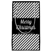Elegante zwart-witte strepen Vrolijk Kerstfeest Klein Cadeauzakje (Voorkant)