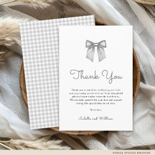 Elegante Zwart Witte Strik Baby Borrel Bedankkaart