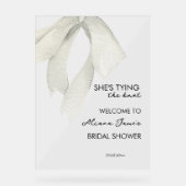 Elegante Zwart-Witte Strik Bruidsdouche Acryl Bord (Voorkant)