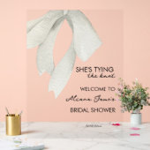 Elegante Zwart-Witte Strik Bruidsdouche Acryl Bord (Huwelijk)