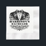 Elegante Zwart & Witte Strik Tuxedo Filigraan Servet<br><div class="desc">🎩 Breng je verjaardag of vrijgezellenfeest naar een hoger niveau met ons opvallende zwarte en witte tuxedo logo, met een verfijnd zwart strikje en filigraan ontwerp. Het elegant weergegeven midden is klaar voor je eigen tekst, waardoor het perfect is voor elke stijlvolle en mannelijke viering. Maak je evenement onvergetelijk met...</div>