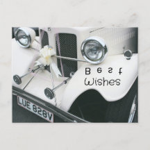 Elegante zwart-witte trouwauto