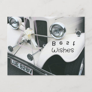 Elegante zwart-witte trouwauto feestdagenkaart